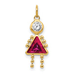 Birthstone Girl Charm - 10k Yellow Gold / July