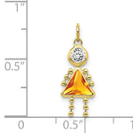 Birthstone Girl Charm - 10k Yellow Gold / November