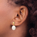Rice Freshwater Cultured Pearl Dangle Post Earrings - 10k Yellow Gold / 8 to 9 mm (range) / White
