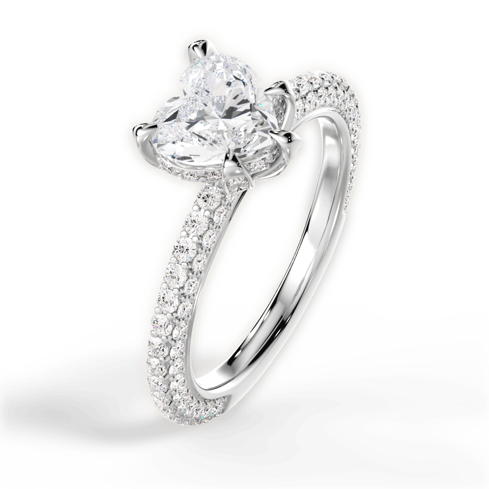 Madeline Heart Cut Lab Grown Diamond 18Kt White Gold Engagement Ring - View 3