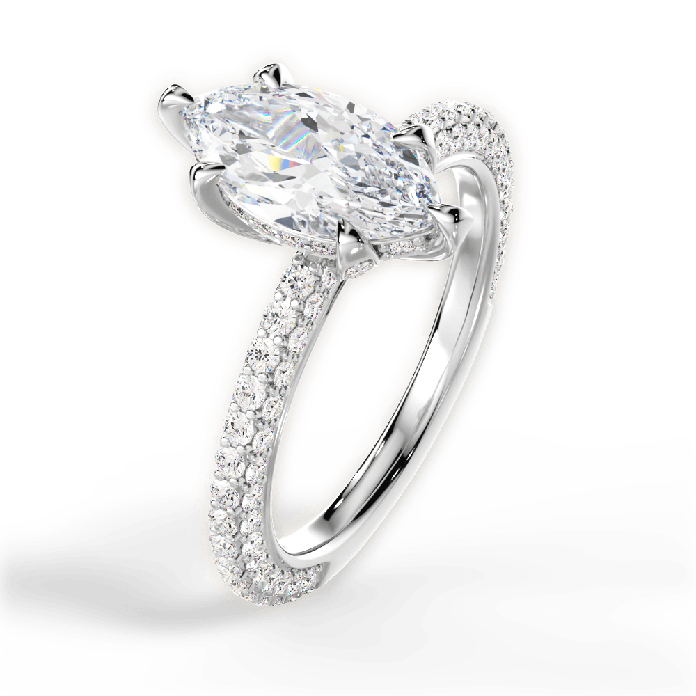 Madeline Marquise Cut Lab Grown Diamond 14Kt White Gold Engagement Ring - View 4