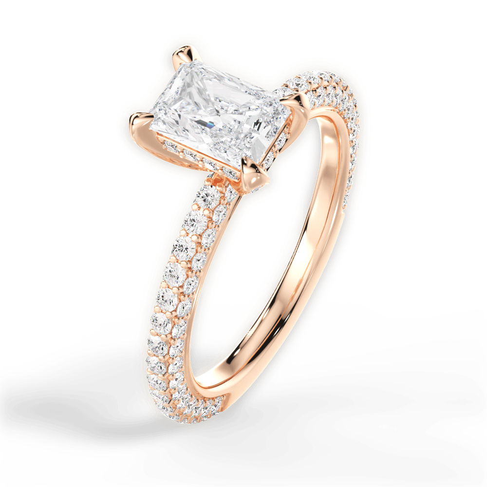 Madeline Radiant Cut Lab Grown Diamond 18Kt Rose Gold Engagement Ring - View 3