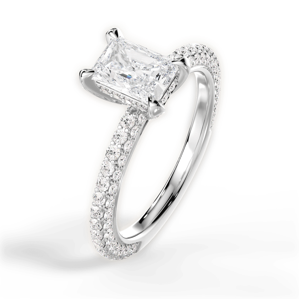 Madeline Radiant Cut Lab Grown Diamond 18Kt White Gold Engagement Ring - View 4