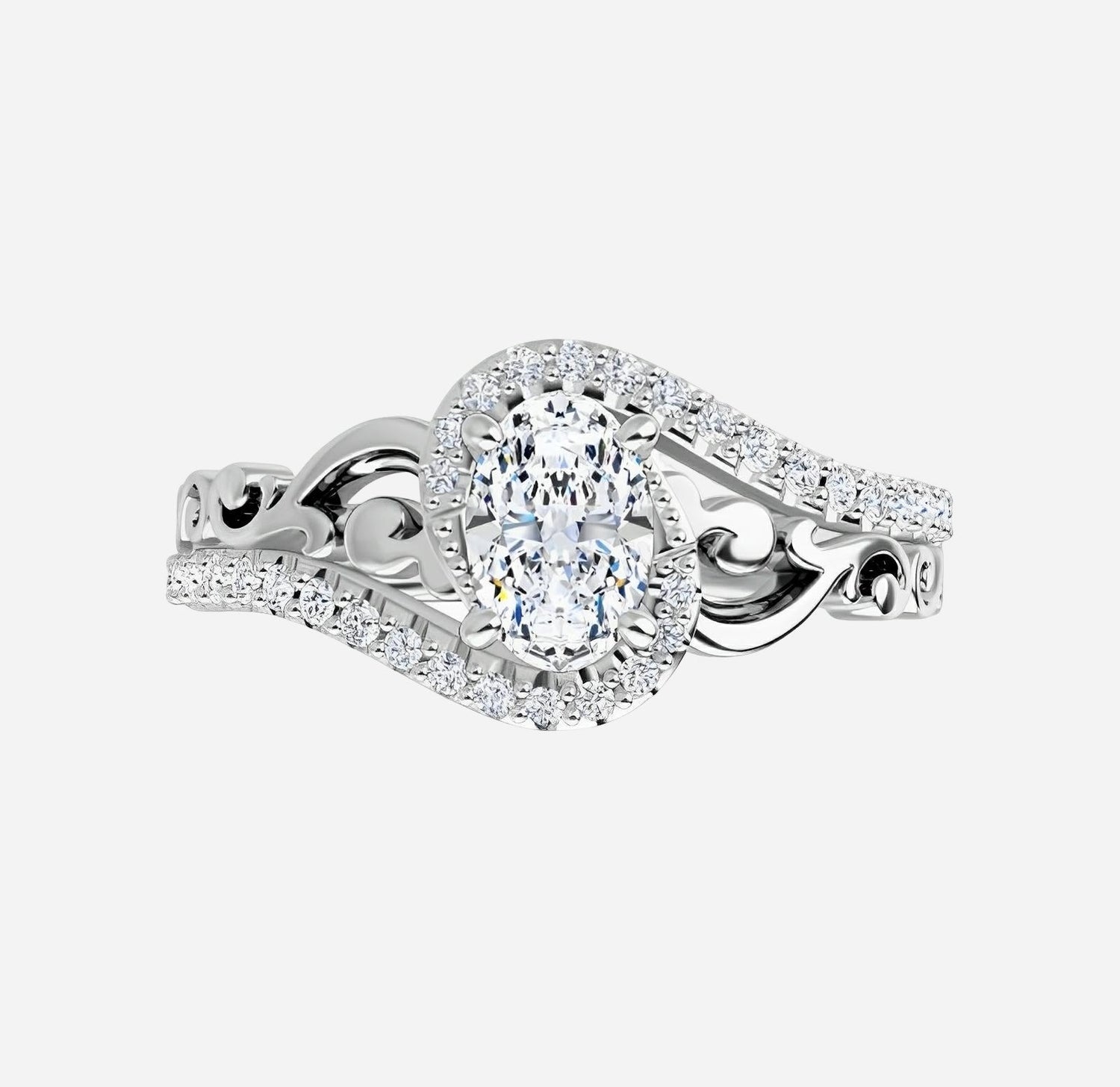 Bridal set, rose gold and lab grown diamonds
