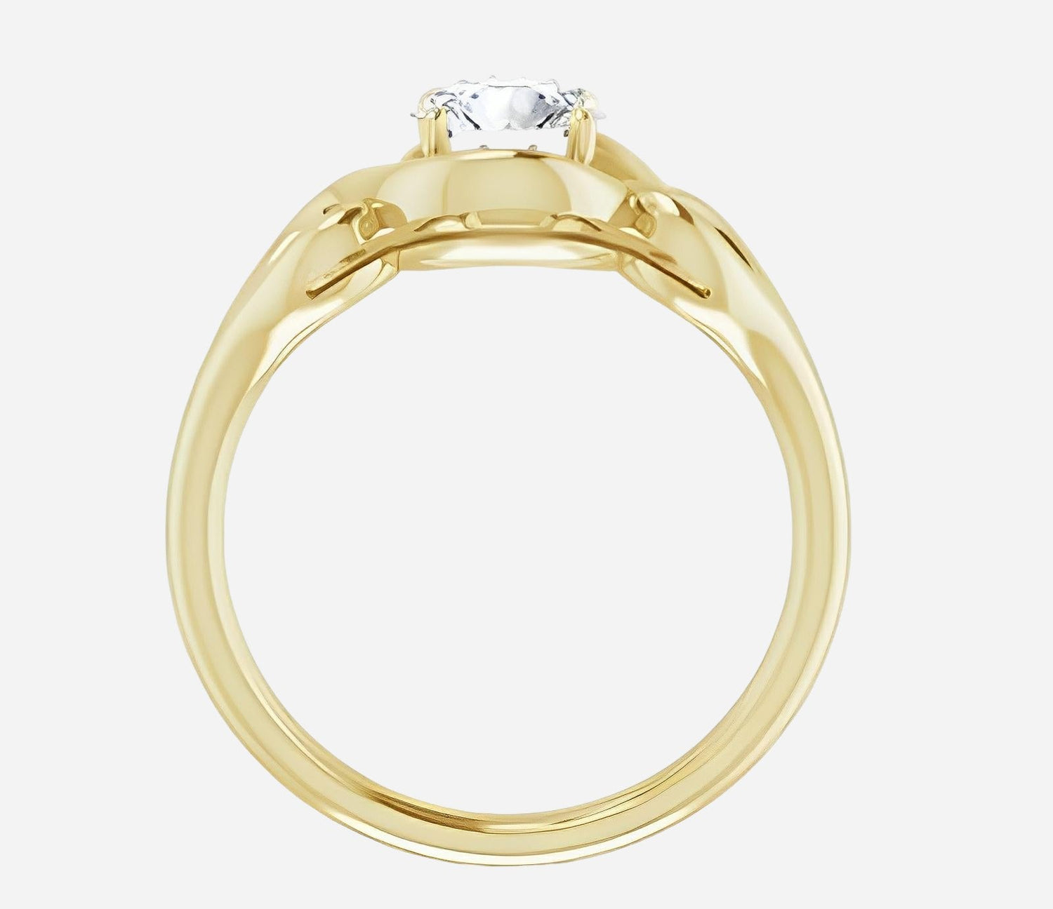 Diamond ring, yellow gold and moissanite fashion engagement ring