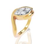 Sabrina marquise lab diamond engagement ring in 14k yellow gold - view 2