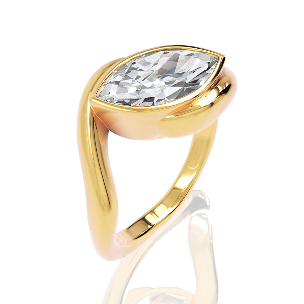 Sabrina marquise lab diamond engagement ring in 14k yellow gold - view 2