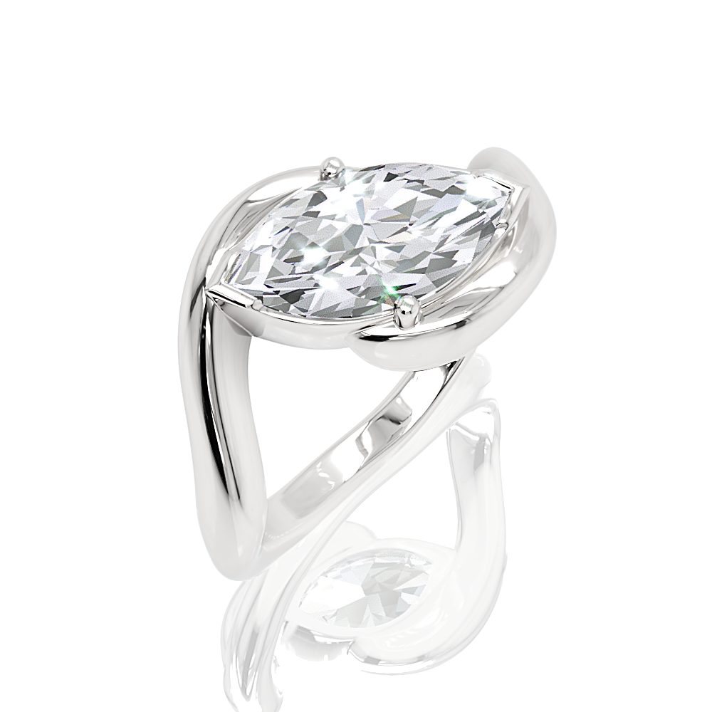 Shannon marquise lab diamond engagement ring in platinum - view 2