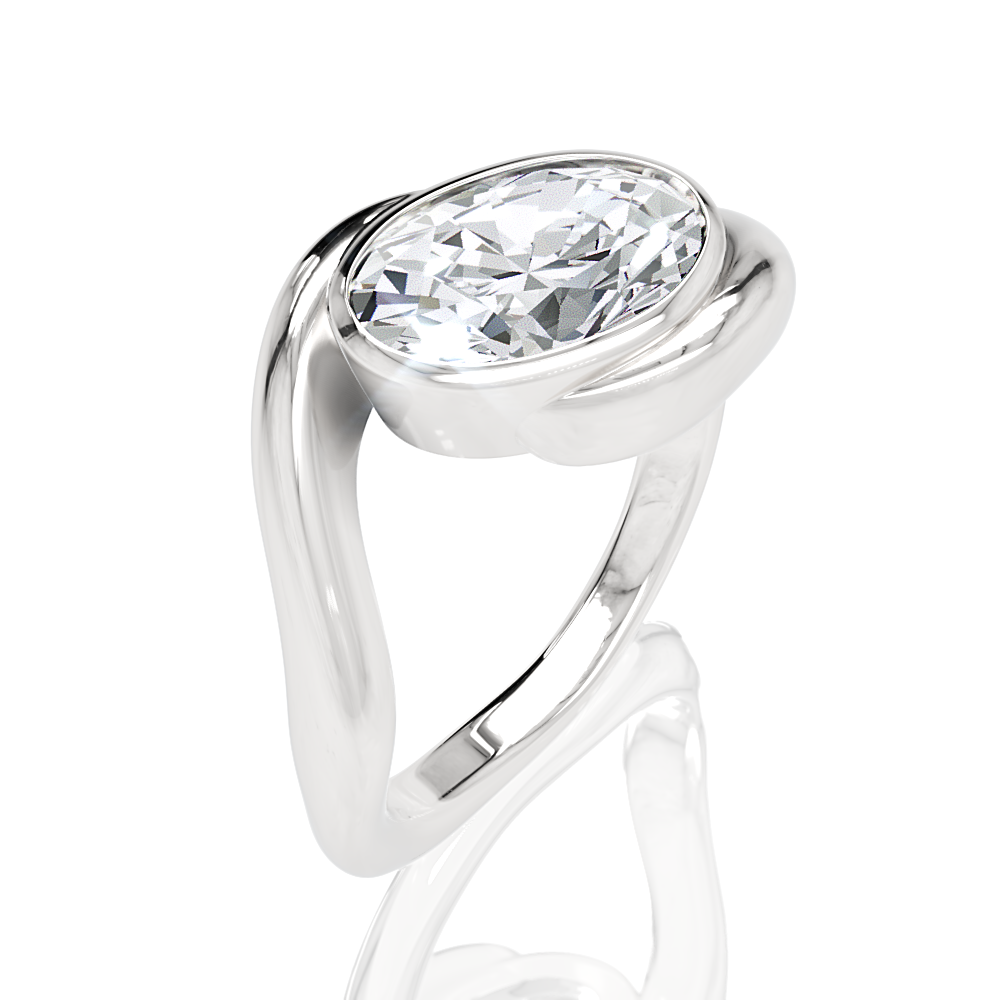Sabrina oval lab diamond engagement ring in 14k white gold - view 2