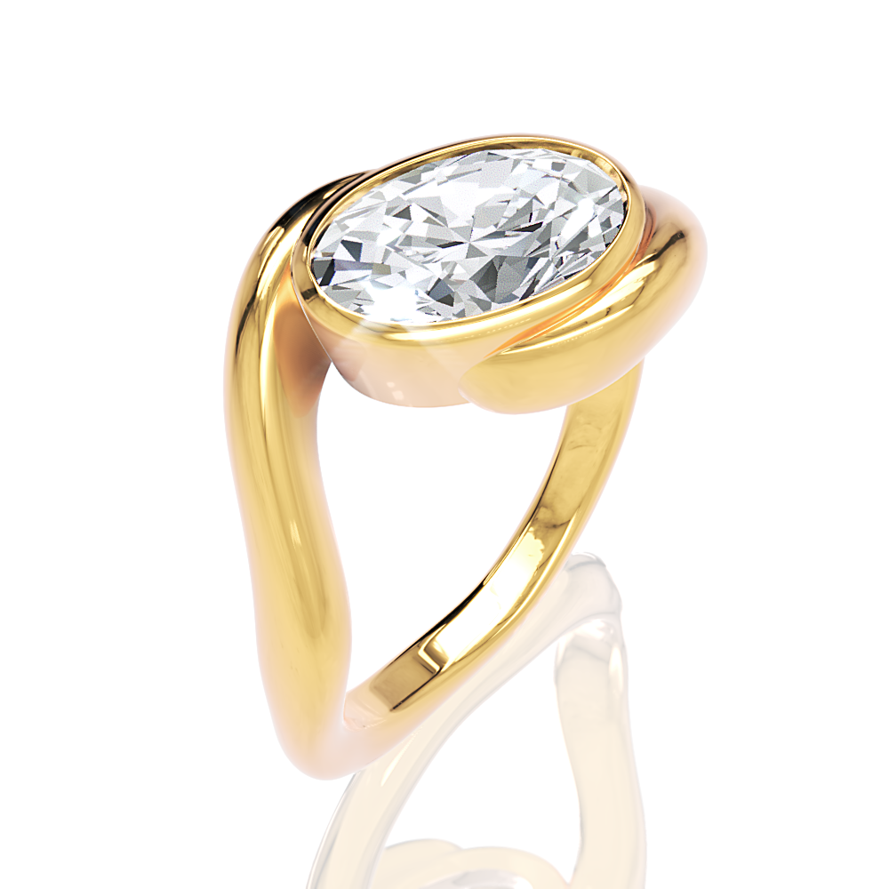 Sabrina oval lab diamond engagement ring in 14k yellow gold - view 2
