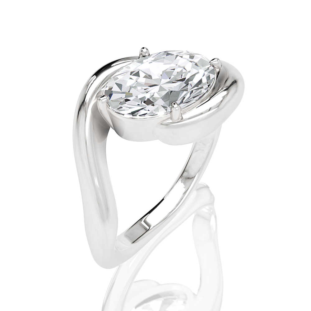 Shannon oval lab diamond engagement ring in 18k white gold - view 2