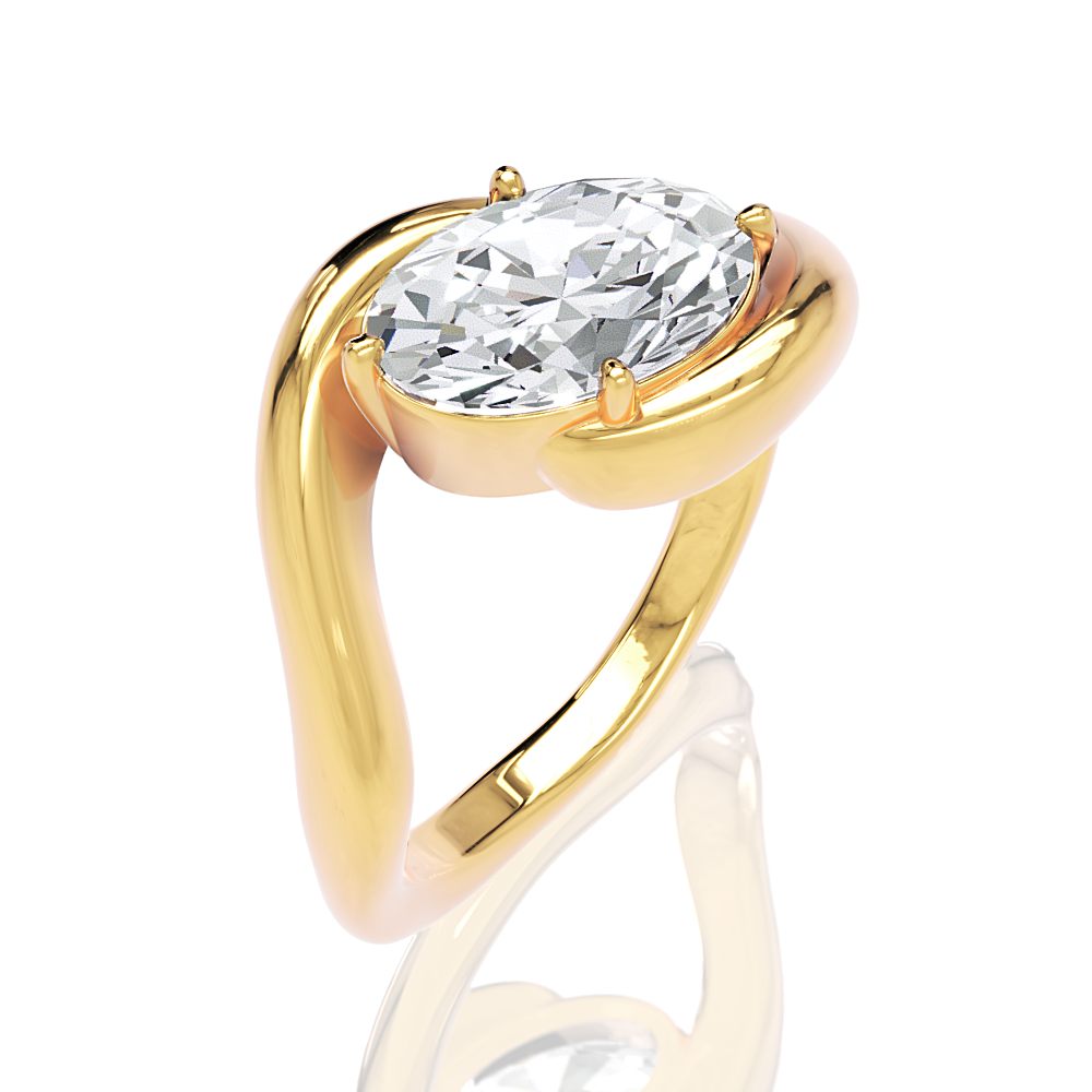 Shannon oval lab diamond engagement ring in 18k yellow gold - view 2