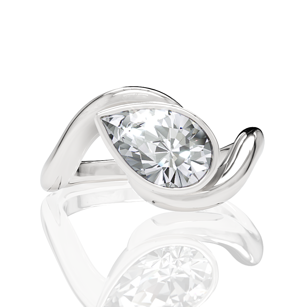 Sabrina pear lab diamond engagement ring in 14k white gold