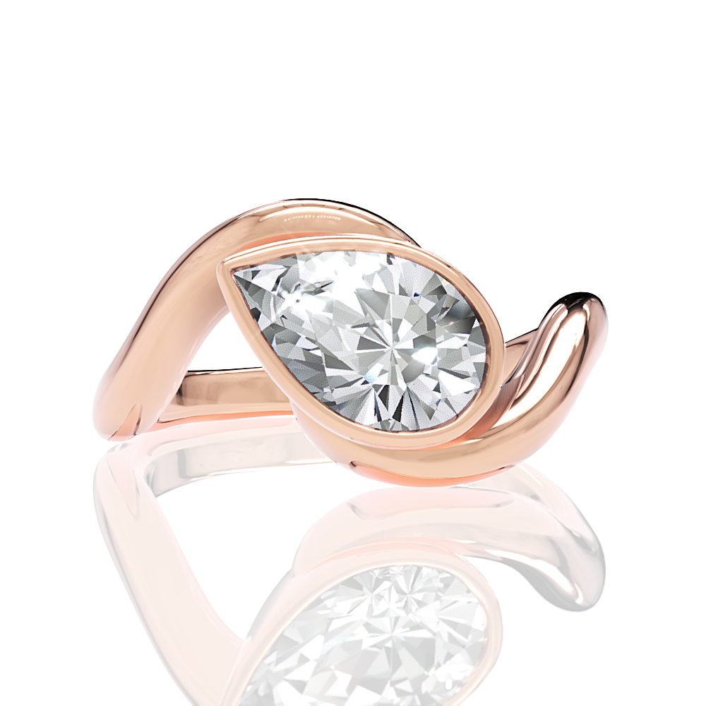 Sabrina pear lab diamond engagement ring in 18k rose gold