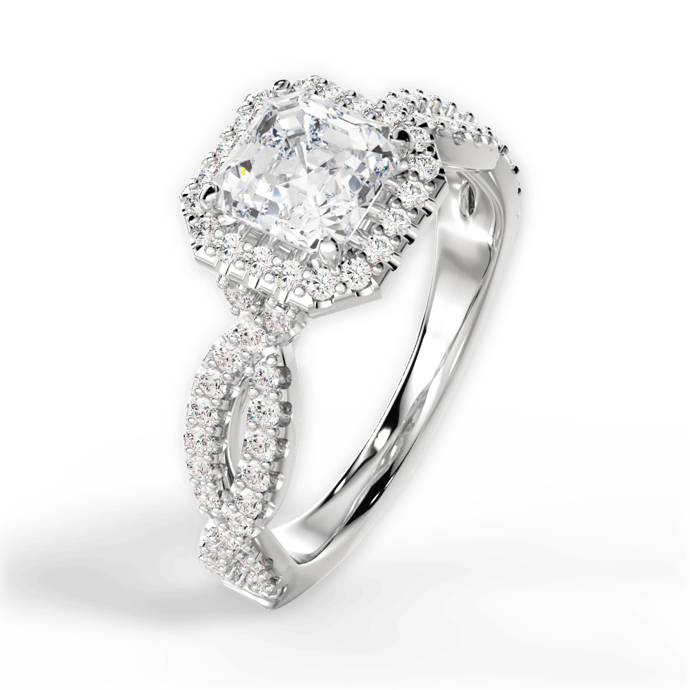Latoya Asscher Cut Lab Grown Diamond Platinum Engagement Ring - View 4