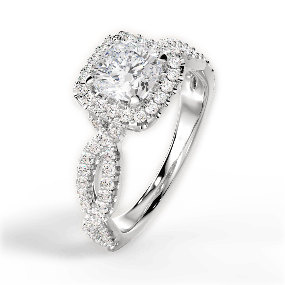 Latoya Cushion Cut Lab Grown Diamond Platinum Engagement Ring - View 3