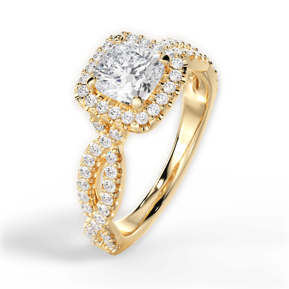 Latoya Cushion Cut Lab Grown Diamond 18Kt Yellow Gold Engagement Ring - View 4