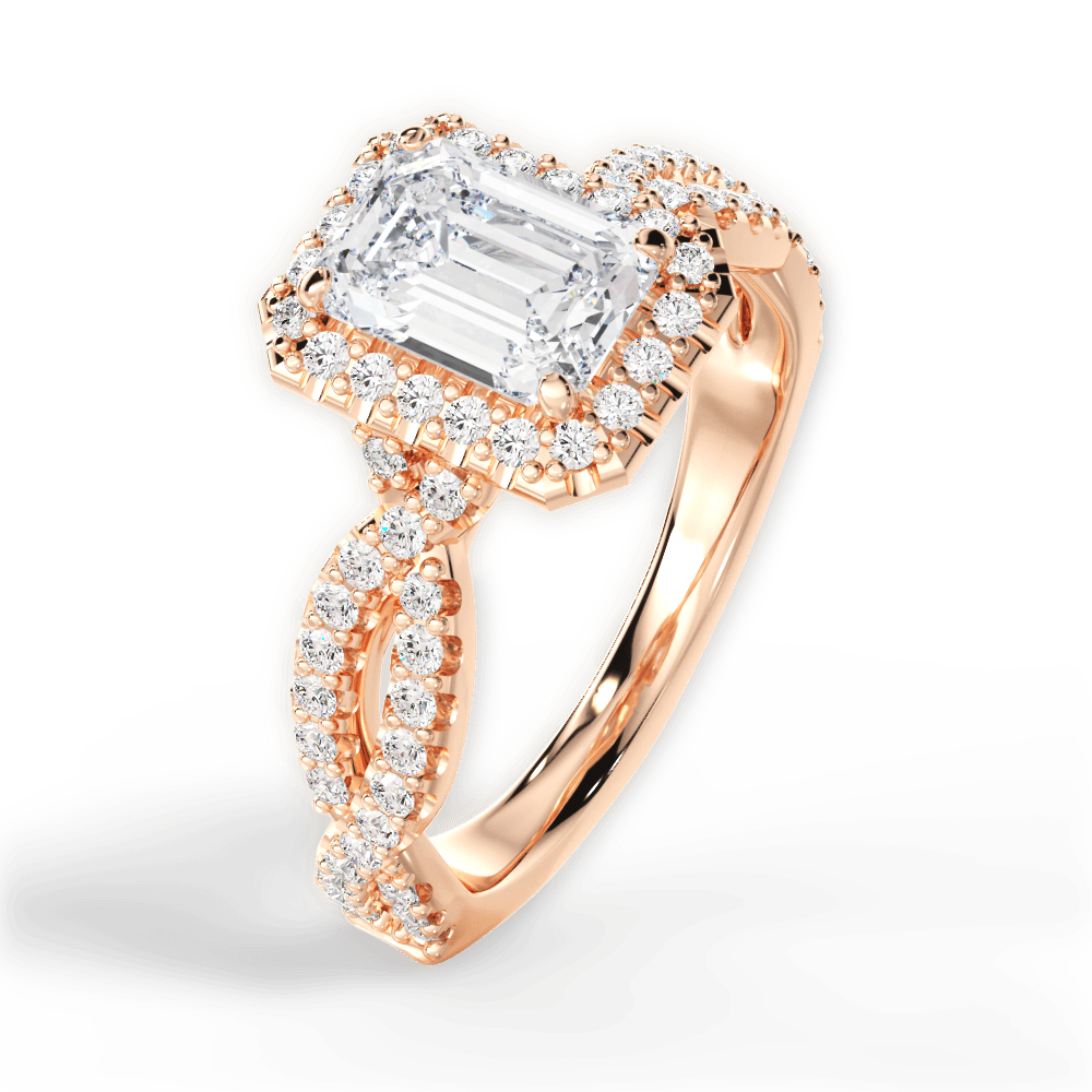 Latoya Emerald Cut Lab Grown Diamond 18Kt Rose Gold Engagement Ring - View 3