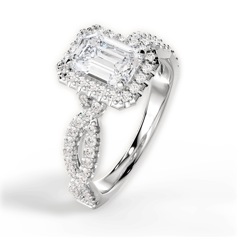 Latoya Emerald Cut Lab Grown Diamond Platinum Engagement Ring - View 4
