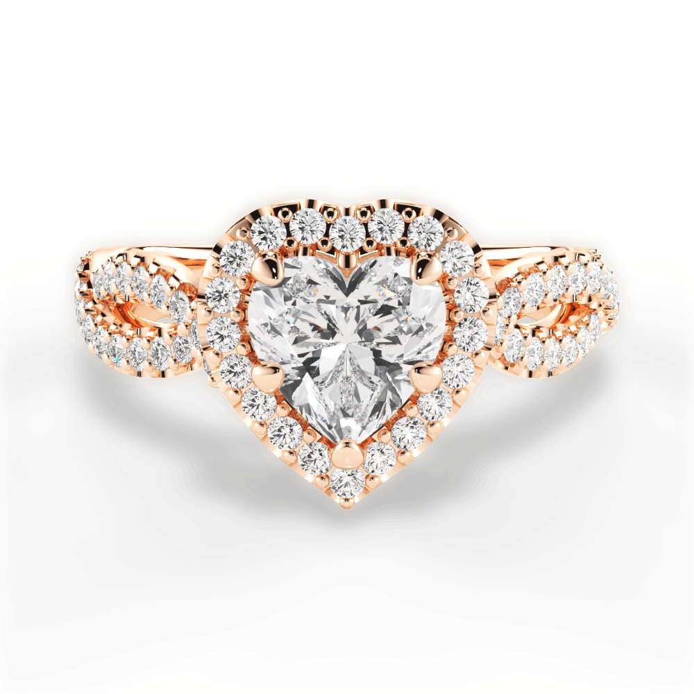 Latoya Heart Cut Lab Grown Diamond 18Kt Rose Gold Engagement Ring