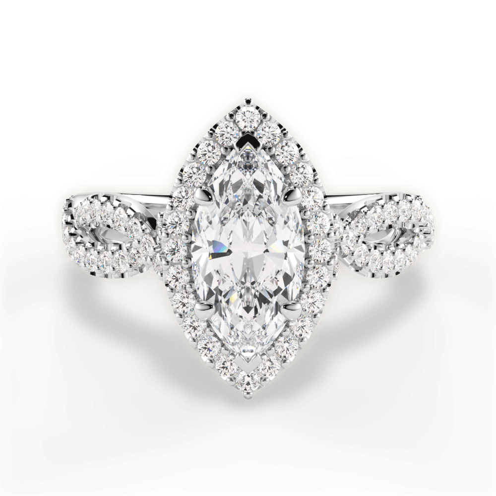Latoya Marquise Cut Lab Grown Diamond 18Kt White Gold Engagement Ring