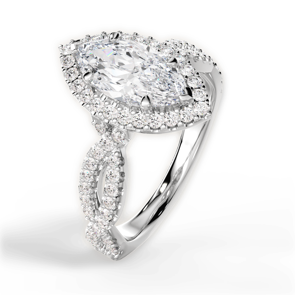 Latoya Marquise Cut Lab Grown Diamond Platinum Engagement Ring - View 3