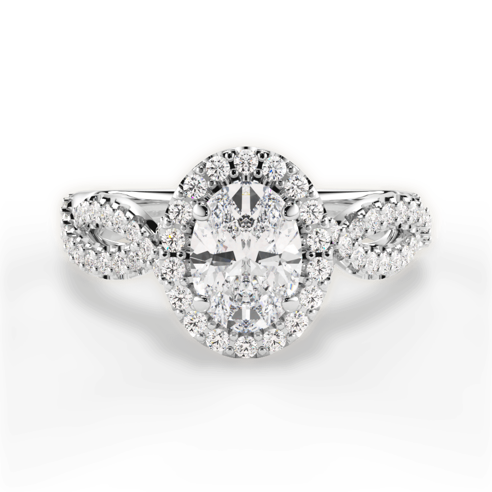 Latoya Oval Cut Lab Grown Diamond 14Kt White Gold Engagement Ring