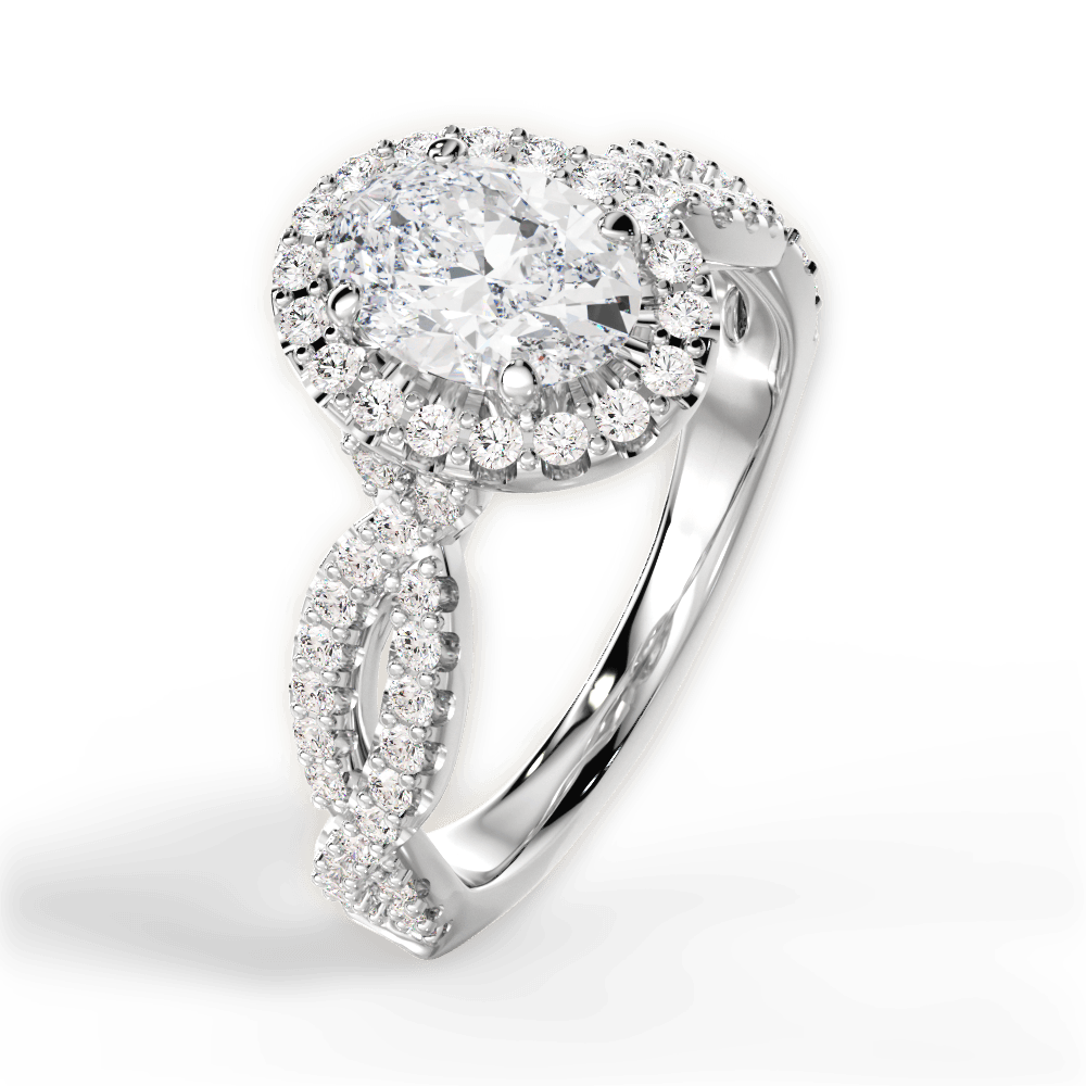 Latoya Oval Cut Lab Grown Diamond 14Kt White Gold Engagement Ring - View 3
