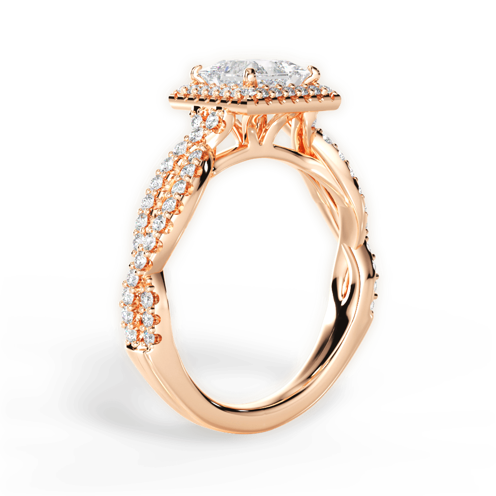 Latoya Princess Cut Lab Grown Diamond 18Kt Rose Gold Engagement Ring - View 2