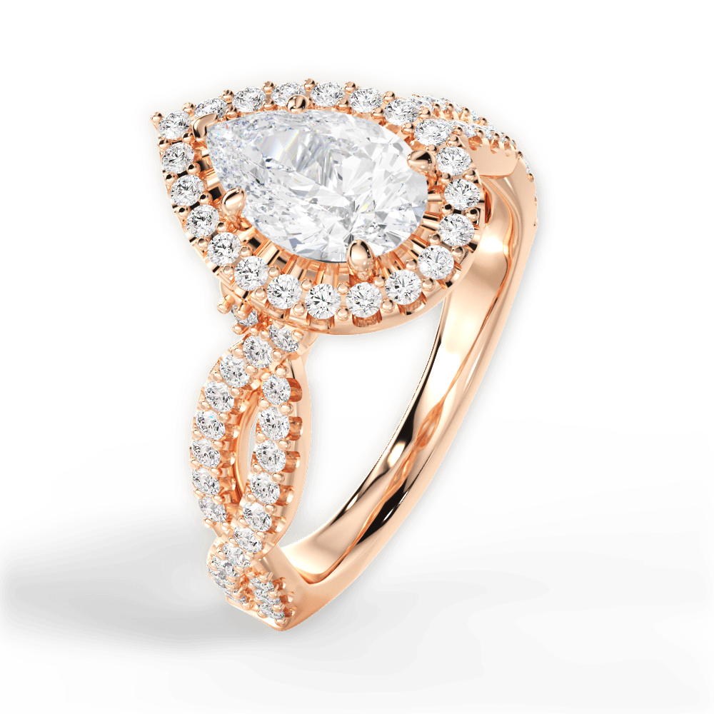 Latoya Pear Cut Lab Grown Diamond 18Kt Rose Gold Engagement Ring - View 2