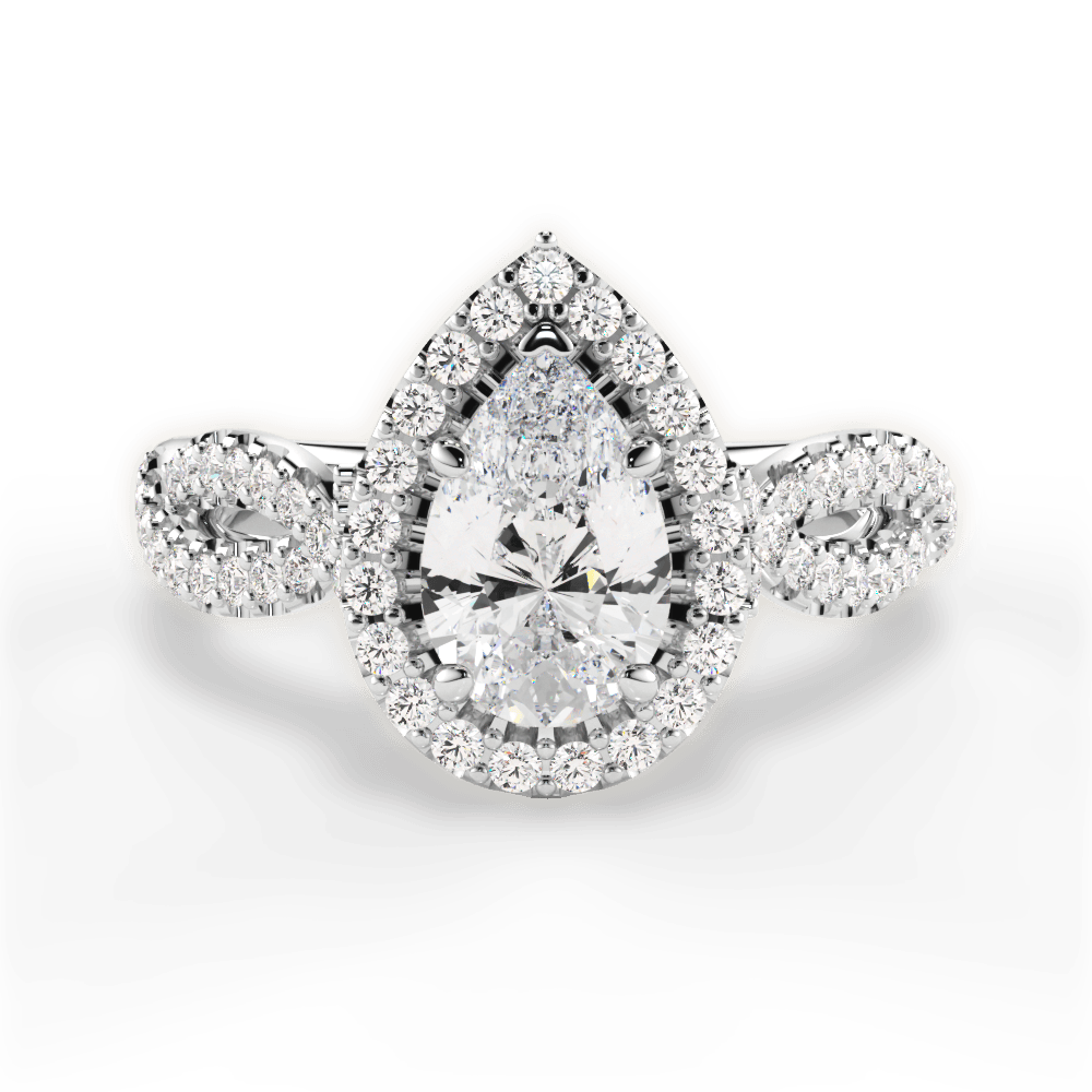 Latoya Pear Cut Lab Grown Diamond 14Kt White Gold Engagement Ring