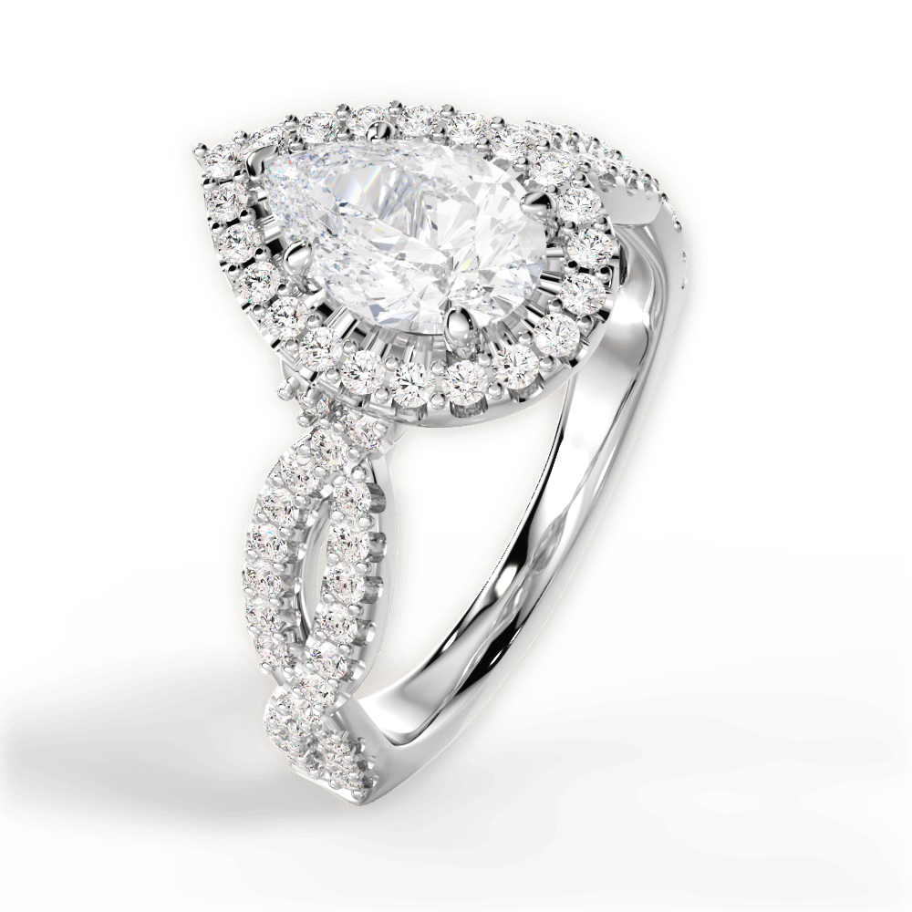 Latoya Pear Cut Lab Grown Diamond 18Kt White Gold Engagement Ring - View 3