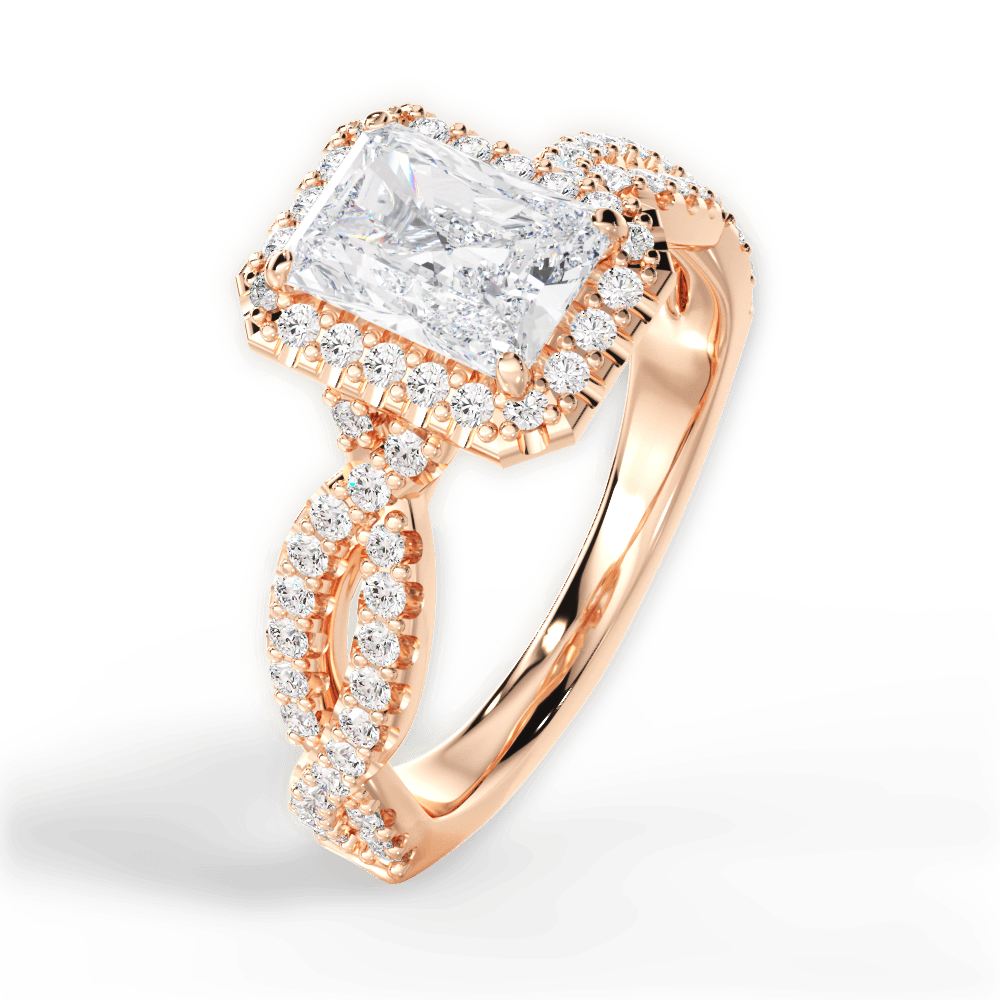 Latoya Radiant Cut Lab Grown Diamond 18Kt Rose Gold Engagement Ring - View 3