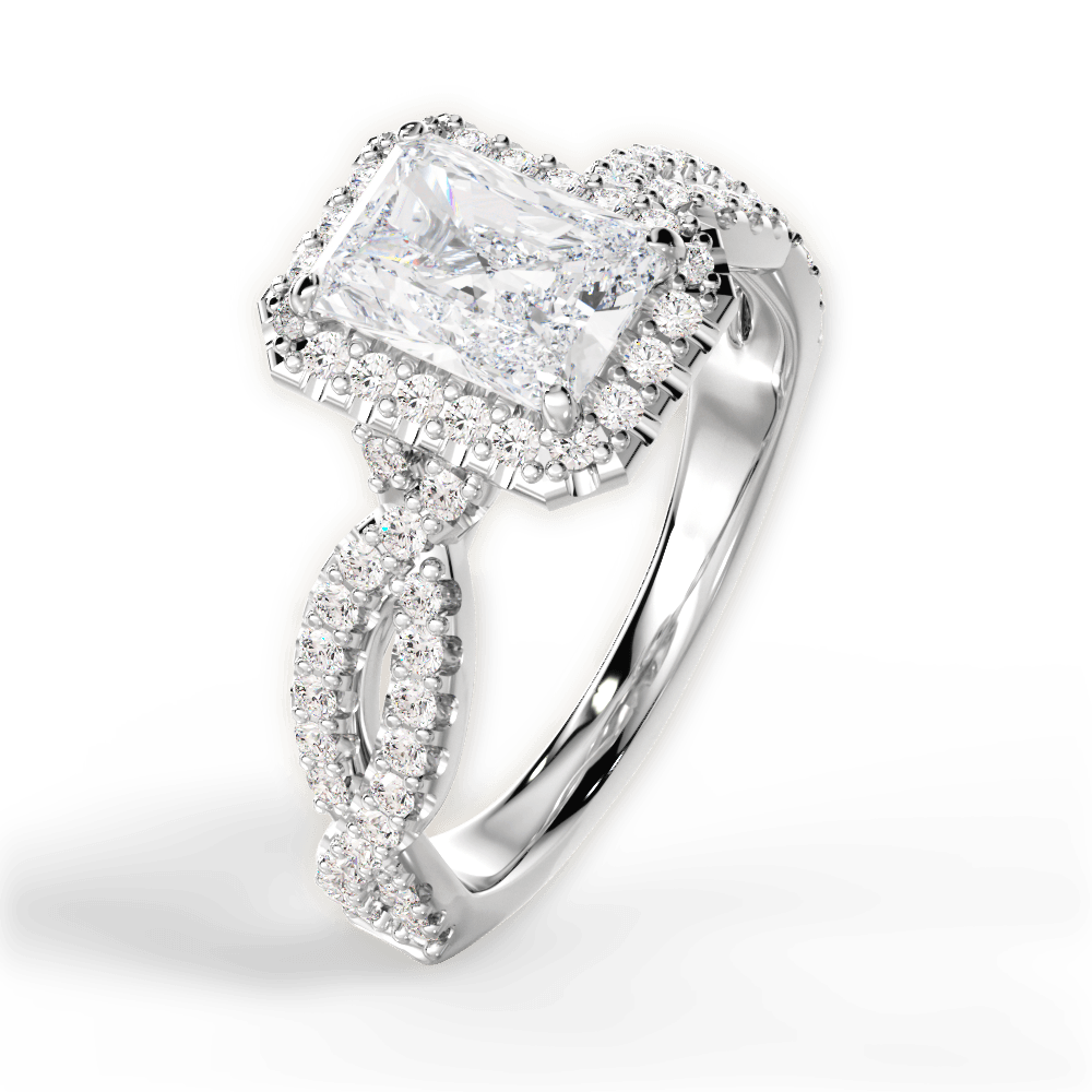 Latoya Radiant Cut Lab Grown Diamond Platinum Engagement Ring - View 3