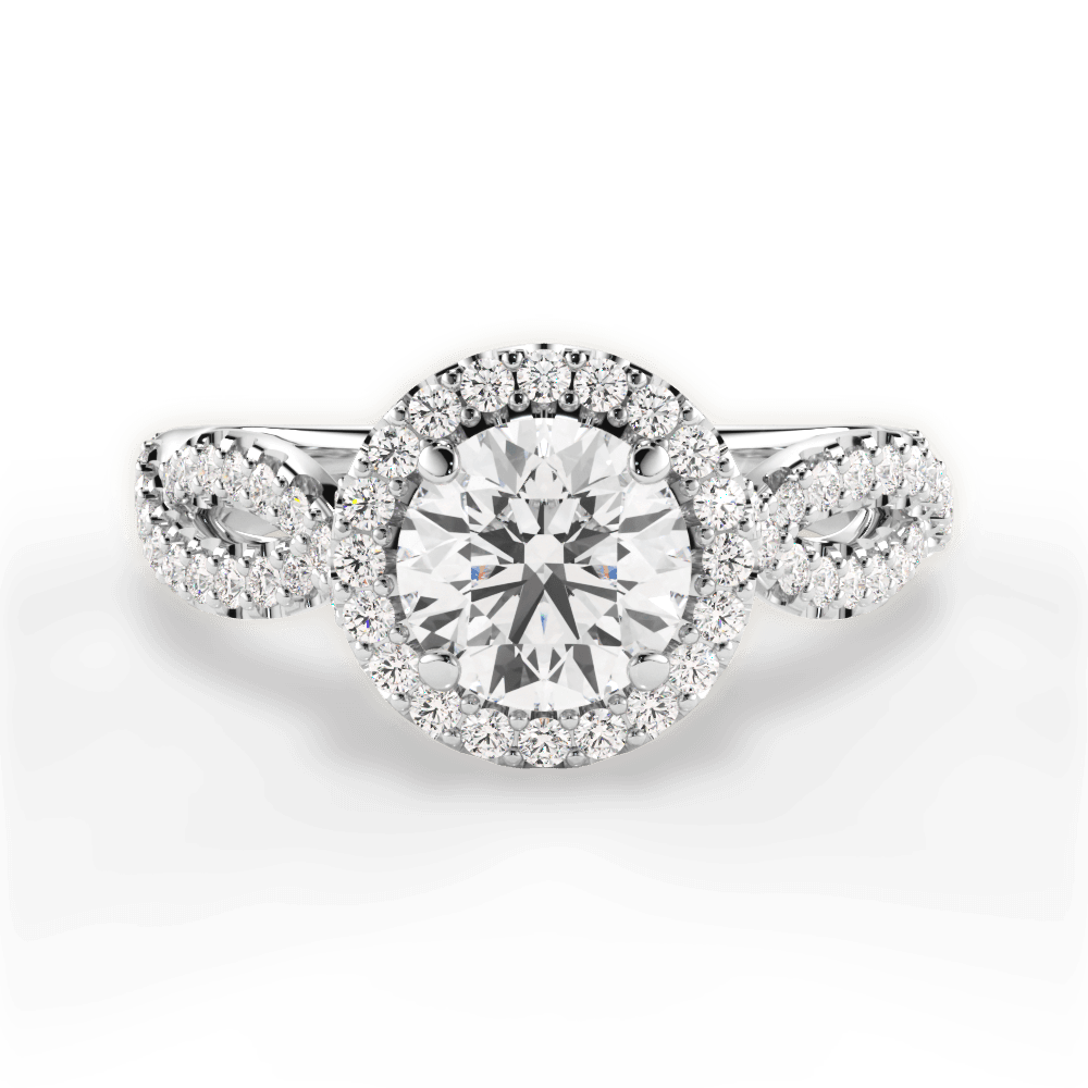 Latoya Round Cut Lab Grown Diamond 14Kt White Gold Engagement Ring