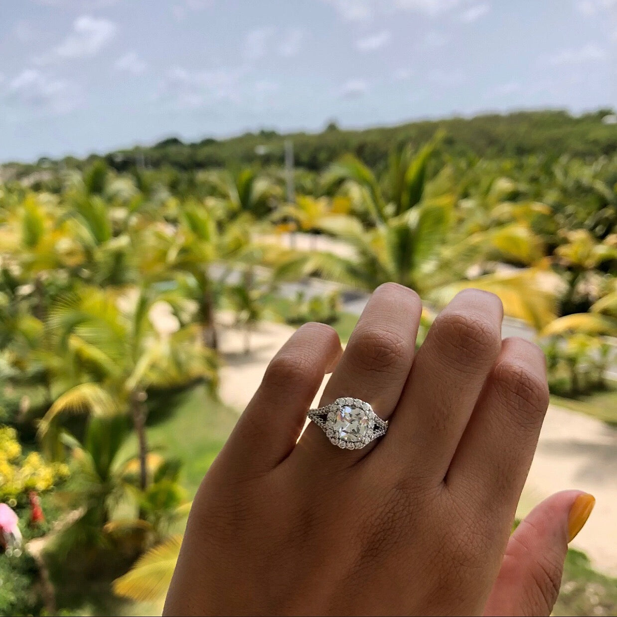 Kelly Cushion Cut Lab Grown Diamond 14Kt White Gold Engagement Ring - View 6