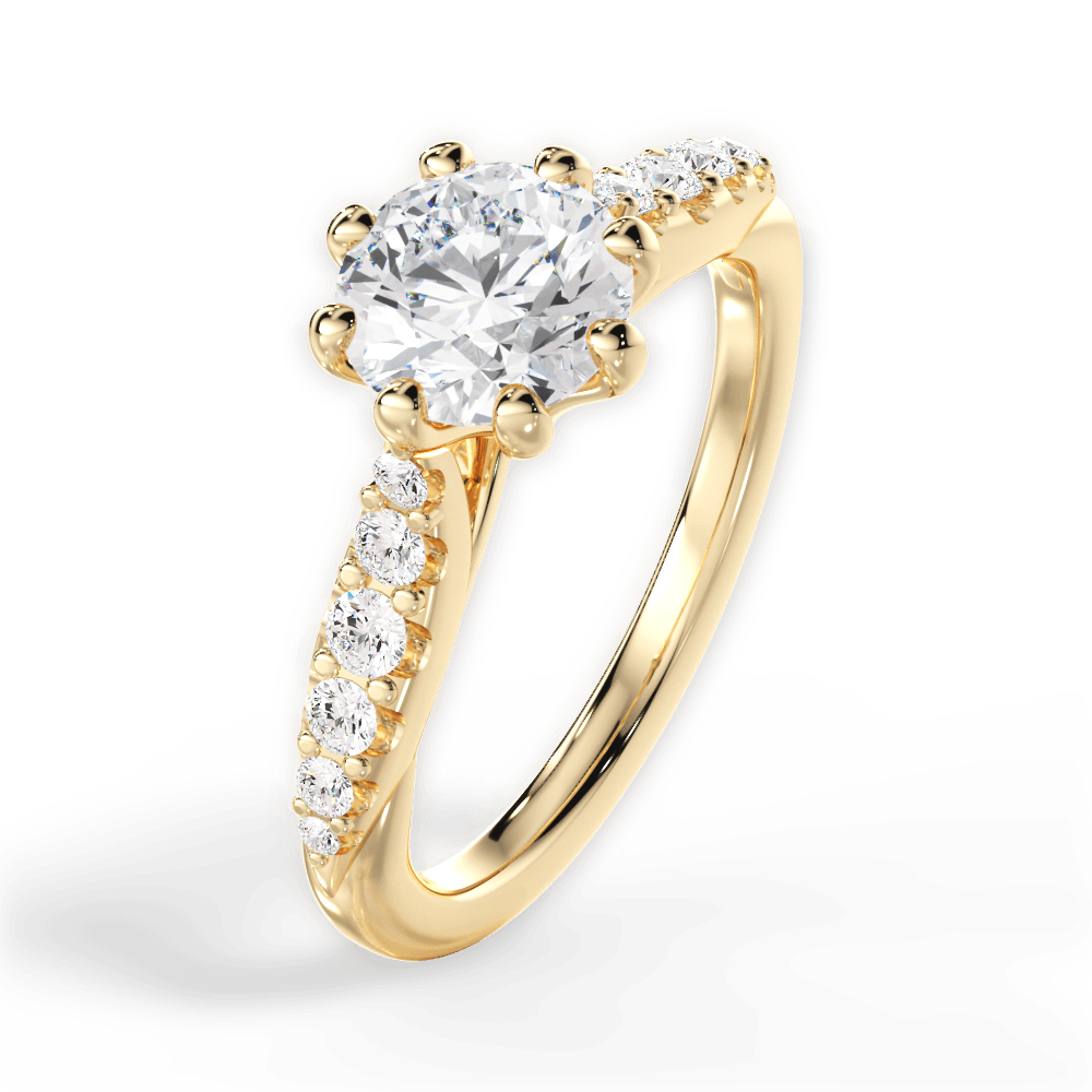 Erin Round Cut Lab Grown Diamond 18Kt Yellow Gold Engagement Ring - View 3