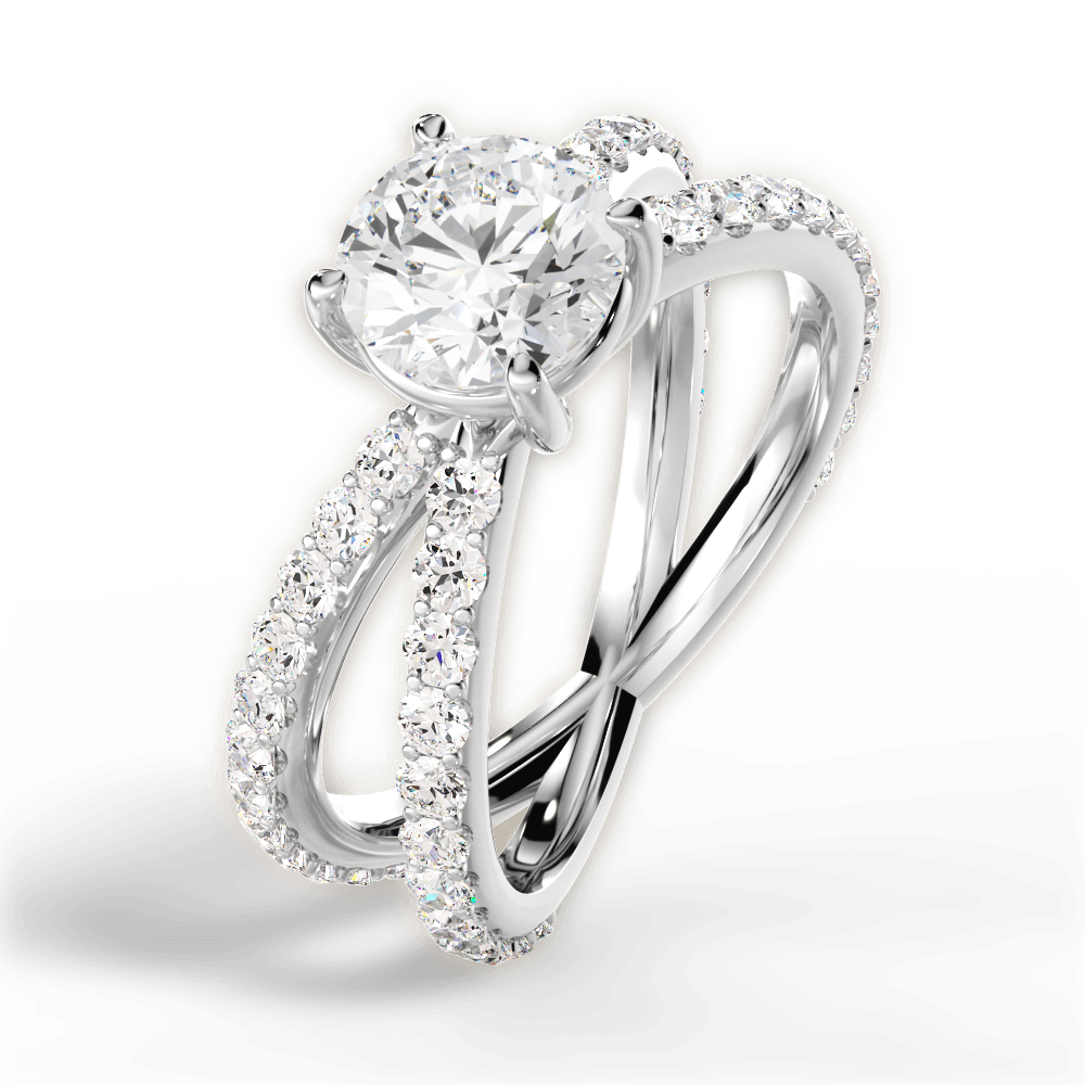 Lauren Round Cut Lab Grown Diamond 18Kt White Gold Engagement Ring - View 2
