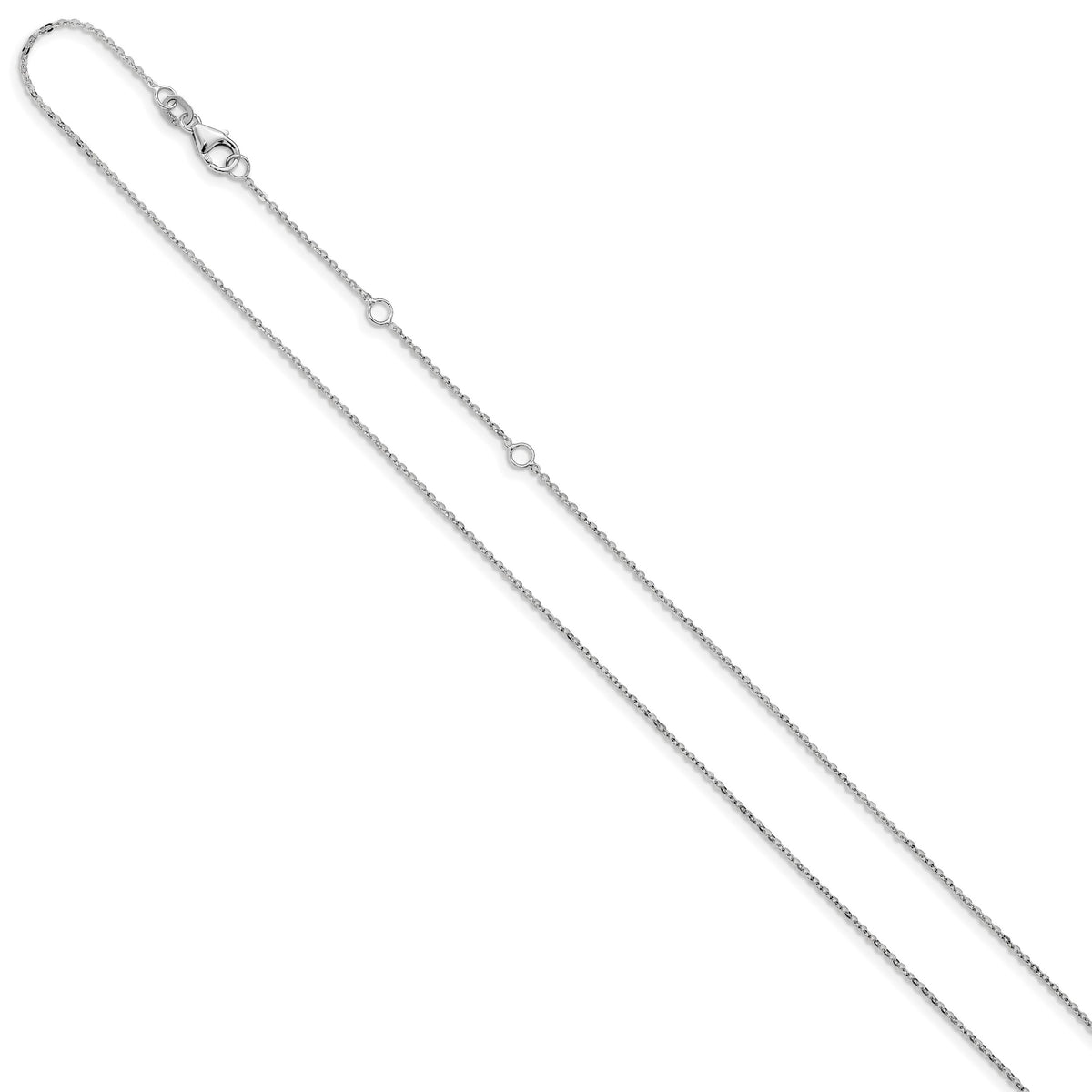 Leslie's 14k White Gold 1.2mm Flat Cable 1in+1in Adjustable Chain - 18 in