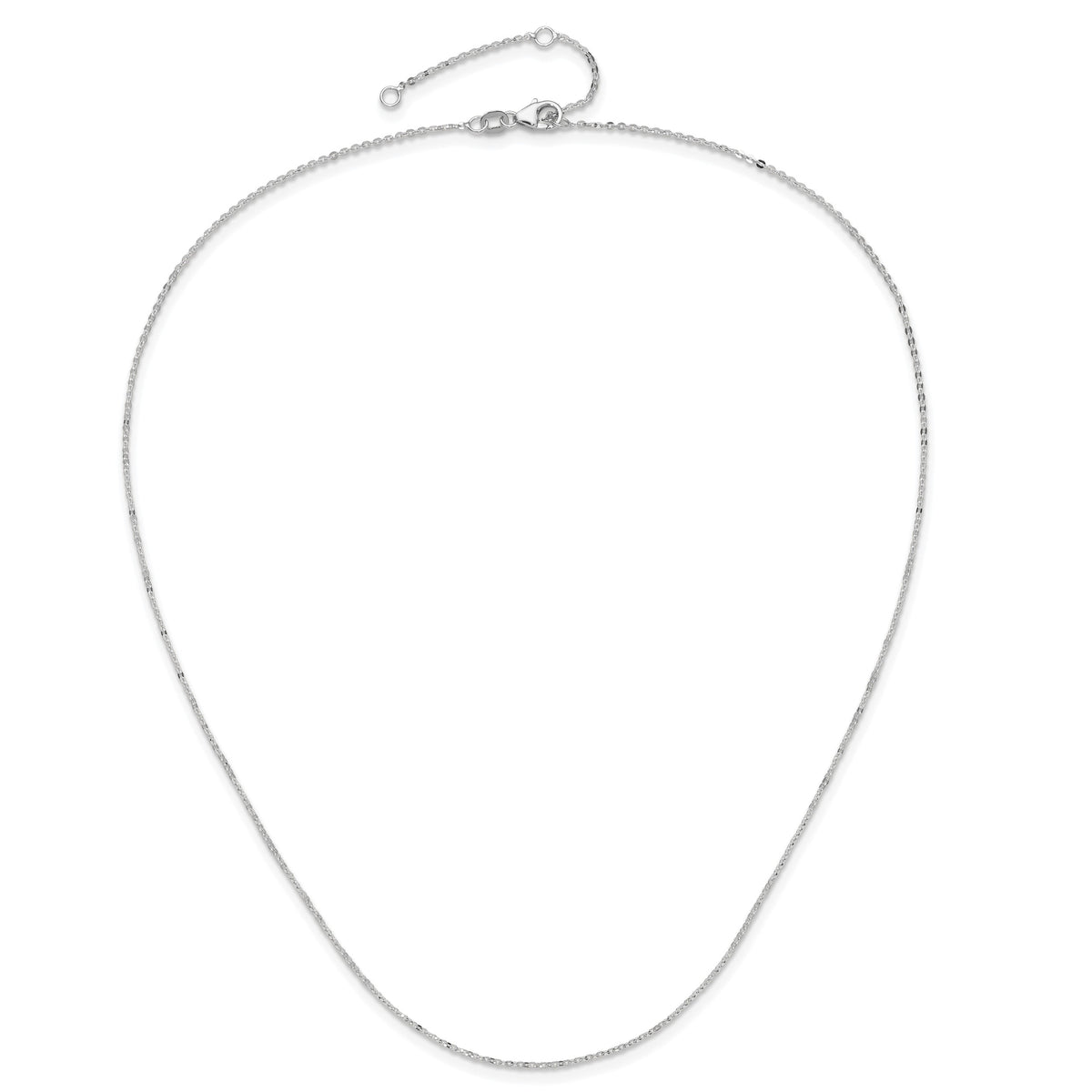 Leslie's 14k White Gold 1.2mm Flat Cable 1in+1in Adjustable Chain - 18 in