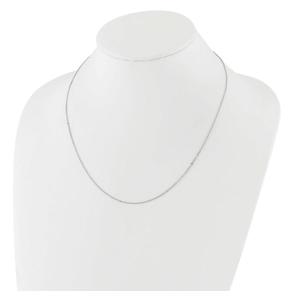 Leslie's 14k White Gold 1.2mm Flat Cable 1in+1in Adjustable Chain - 18 in