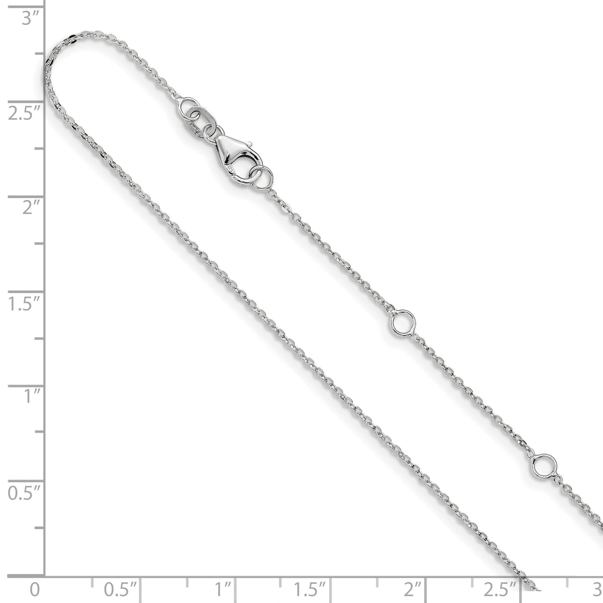 Leslie's 14k White Gold 1.2mm Flat Cable 1in+1in Adjustable Chain - 18 in