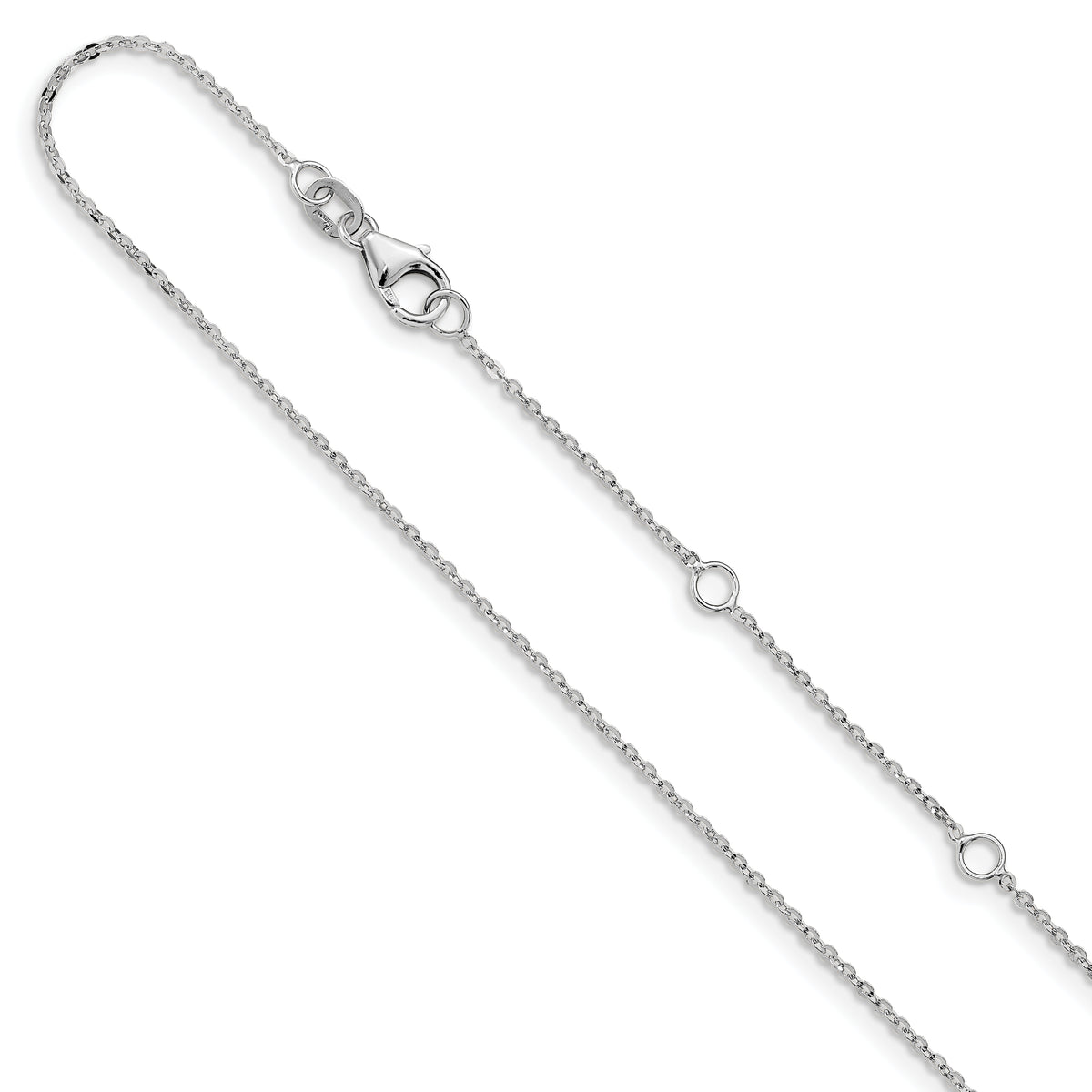 Leslie's 14k White Gold 1.2mm Flat Cable 1in+1in Adjustable Chain - 18 in