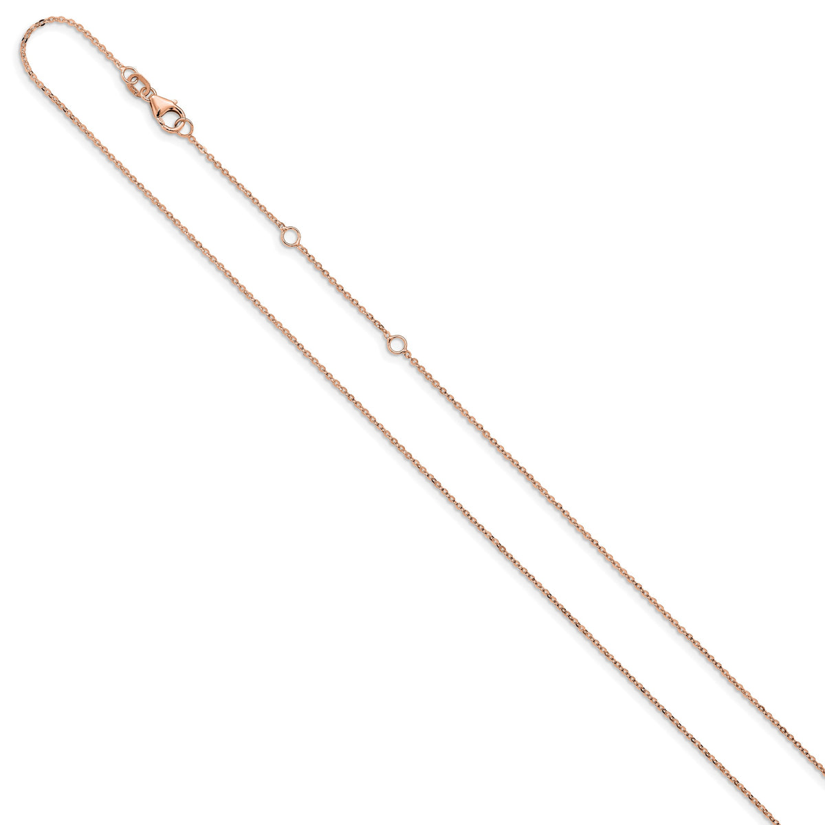 Leslie's Gold Flat Cable Adjustable Chain - 14k Rose Gold / 18 in / 1.2 mm