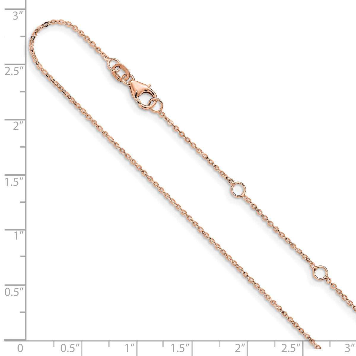 Leslie's Gold Flat Cable Adjustable Chain - 14k Rose Gold / 18 in / 1.2 mm