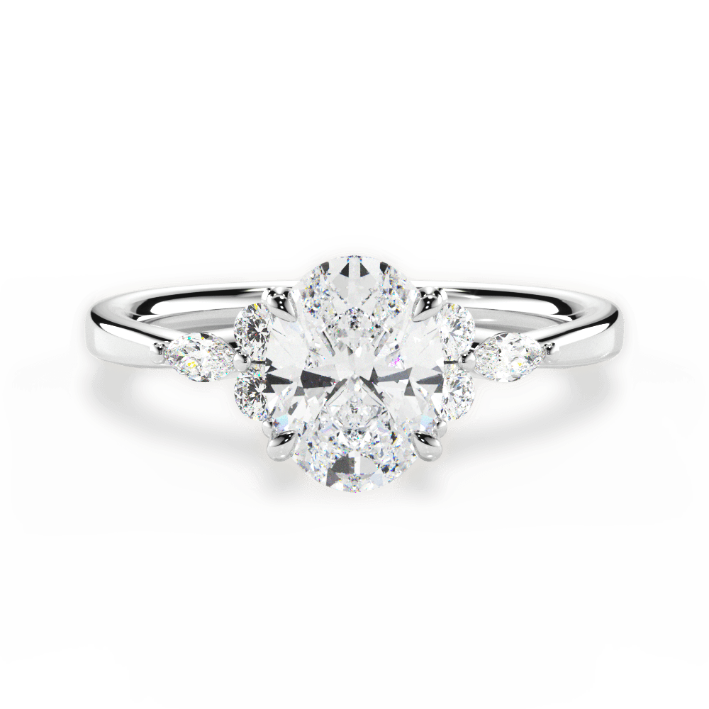Cynthia Oval Cut Lab Grown Diamond 18Kt White Gold Engagement Ring