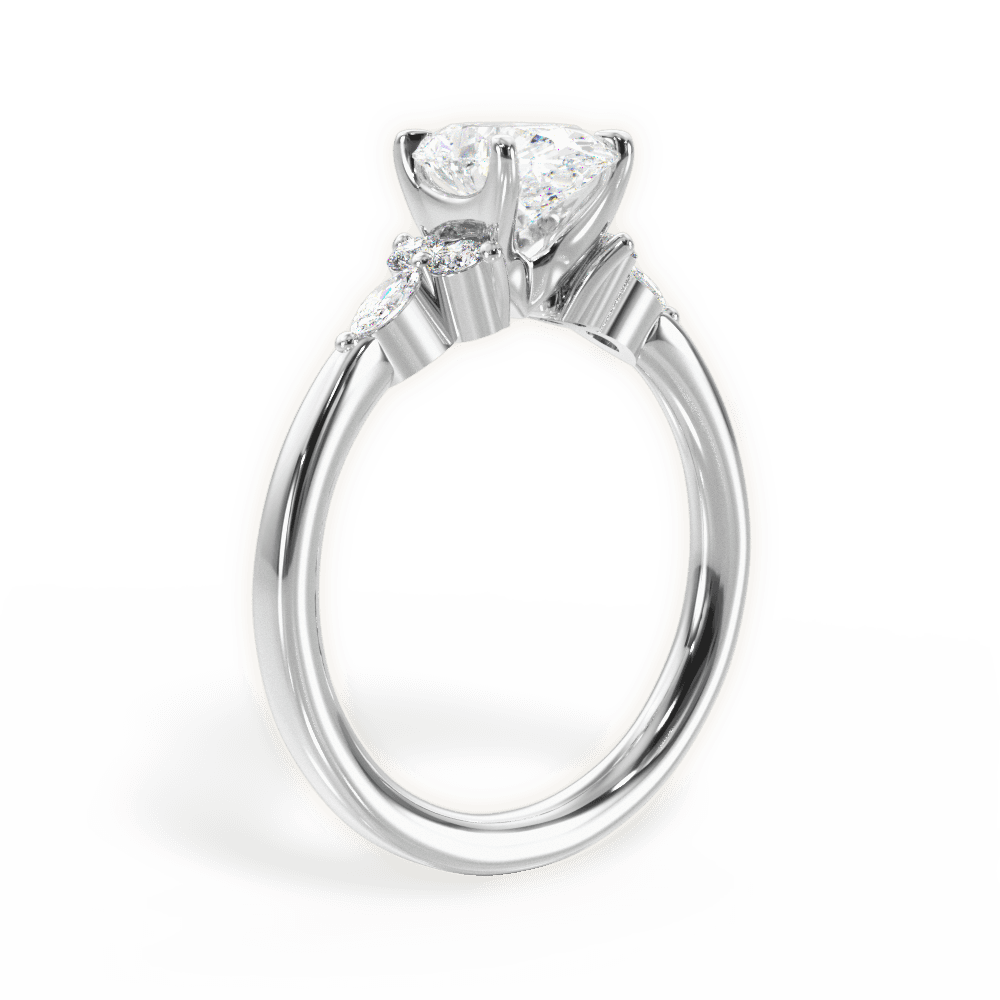 Cynthia Oval Cut Lab Grown Diamond 18Kt White Gold Engagement Ring - View 2