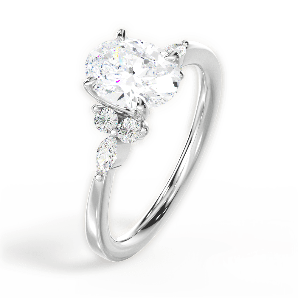 Cynthia Oval Cut Lab Grown Diamond 14Kt White Gold Engagement Ring - View 4