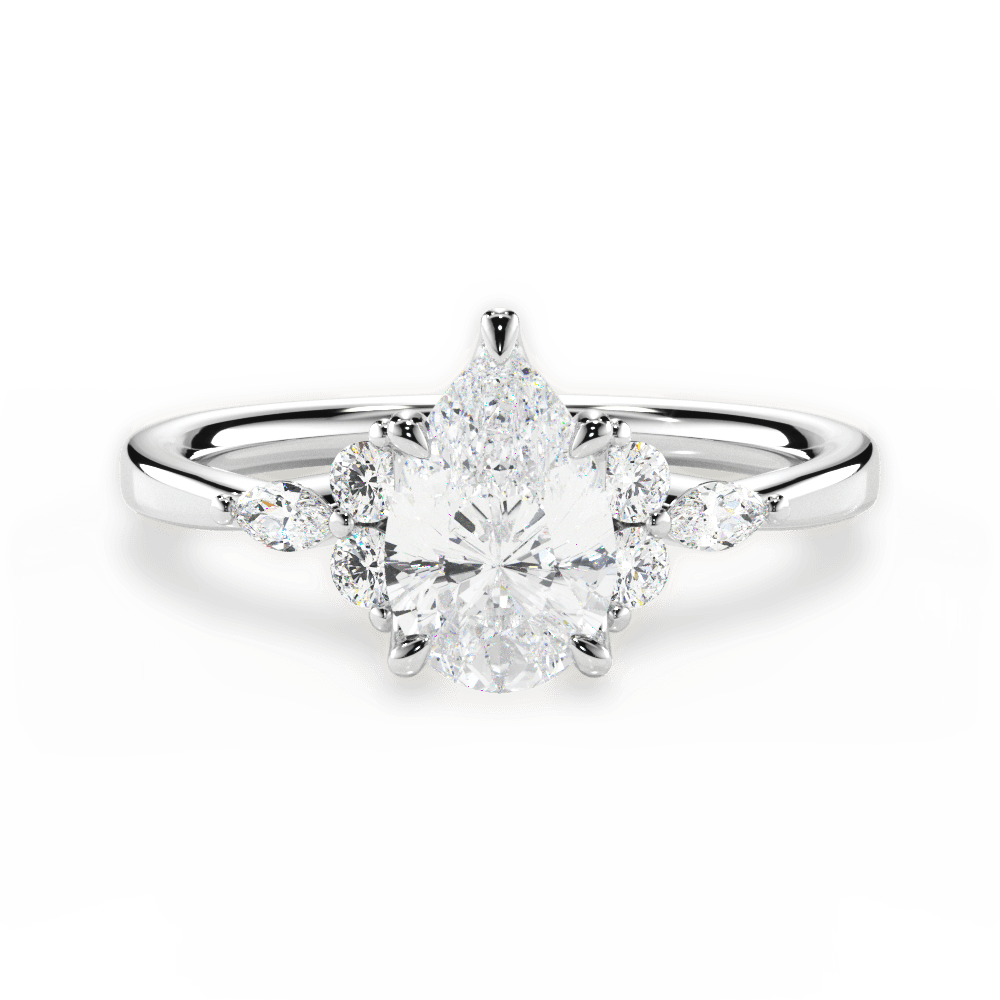 Cynthia Pear Cut Lab Grown Diamond 18Kt White Gold Engagement Ring
