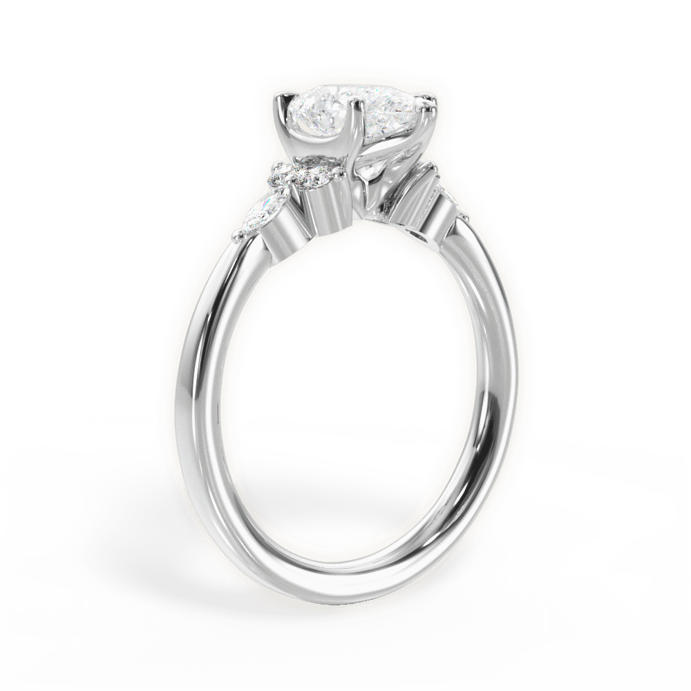 Cynthia Pear Cut Lab Grown Diamond 14Kt White Gold Engagement Ring - View 3